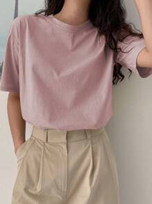 DAZY Solid Drop Shoulder Tee Summer