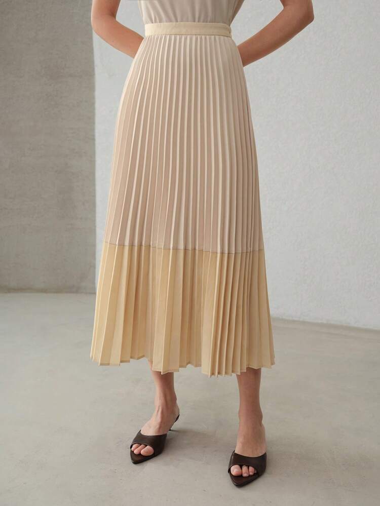 COLORBLOCK PLEATED SKIRT