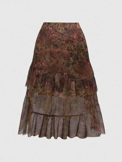 Hippie Boho Ruffled Layered Plus Size Skirt, Minimalist & Fashionable