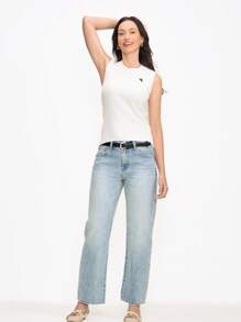 EMERY ROSE Camiseta de punto sin mangas de mujer blanca casual, para primavera/verano - Blanco - Ver 5