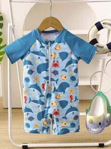 Infant Zip-Up Swimsuit With Adorable Ocean Life Print - Multicolor - View 7