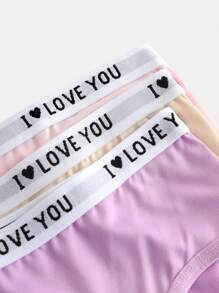 SHEIN 6pcs/Set Tween Girls Comfortable Letter Elastic Waist Breathable Panties, Simple Design - Multicolor - View 16