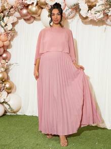 Loomaby Maternity Cloak Sleeve A-Line Dress,Gender Reveal Dress,Baby Shower Dress