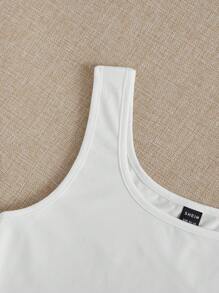 SHEIN EZwear 3件套黑色、藏青色、白色、灰色圆领露脐休闲修身背心，女士款，适合夏季穿着 - 彩色 - 查看 5