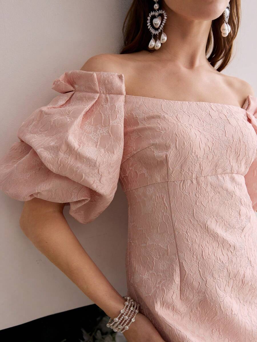 MOTF Soiréza JACQUARD OFF SHOULDER MINI DRESS - Baby Pink - View 2