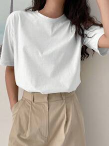 DAZY Solid Drop Shoulder Tee Summer