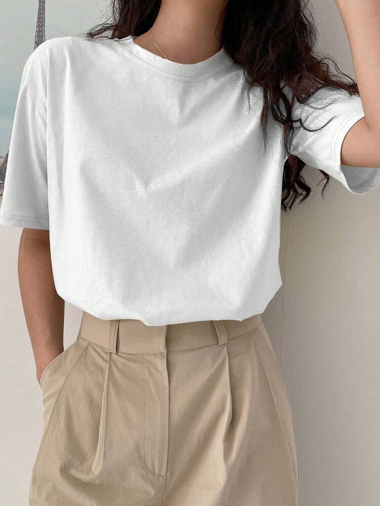 Women's Solid Color Casual Short Sleeve T-Shirt