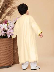 SHEIN 2pcs Set: Long Sleeve Cardigan Jacket And Undershirt For Young Boy