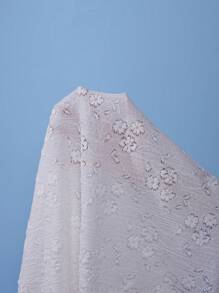 Set Piyama Ukuran Besar Leher V Motif Bunga Renda Lengan Pendek - Krem - View 7