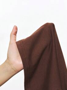 Maija 棕色扭纹领口宽松T恤，适合音乐节、海滩度假、休闲、浪漫、都市度假，适合郊游、聚会、婚礼、毕业季 - 摩卡棕 - 查看 7