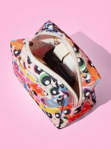 THE POWERPUFF GIRLS X SHEIN Bolsa de cosméticos con el patrón de las Chicas Superpoderosas (Flor, Burbuja, Mantequilla), conveniente y portátil - Multicolor - Ver 4