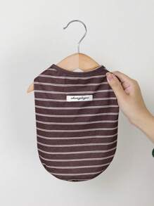 PETSIN Brown Spring/Summer Cute Minimalist Striped Pet Vest, Wearable For Cats And Dogs - Brown - View 2