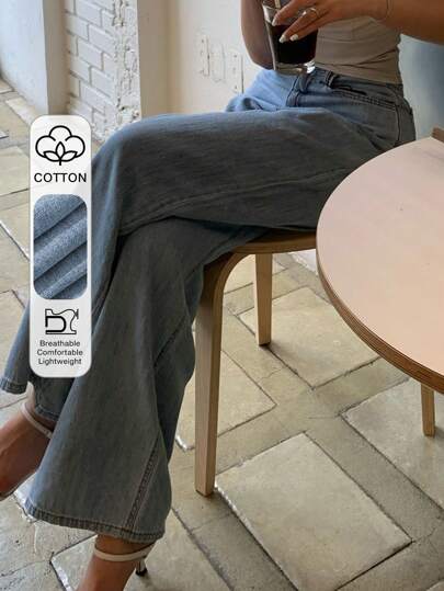 Dazy Tall 女士宽松直筒水洗牛仔裤，休闲都市风