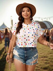 SHEIN VCAY Áo thun ngắn tay cỡ lớn, kiểu dáng tối giản và thời trang, phù hợp cho mùa hè. - Nhiều màu - Xem 5