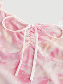 SHEIN MOD Women's Pink Sfumato Print Summer Mini Dress,Graduation Dresses For Women,Summer Dress,Easter Dress Women,Concert Outfit Women,Music Festivals - Pink - View 3