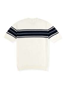 Claim Dot Men's Relaxed Fit Striped Crew Neck Short Sleeve Casual Knit Top,Suitable For Everyday Wea