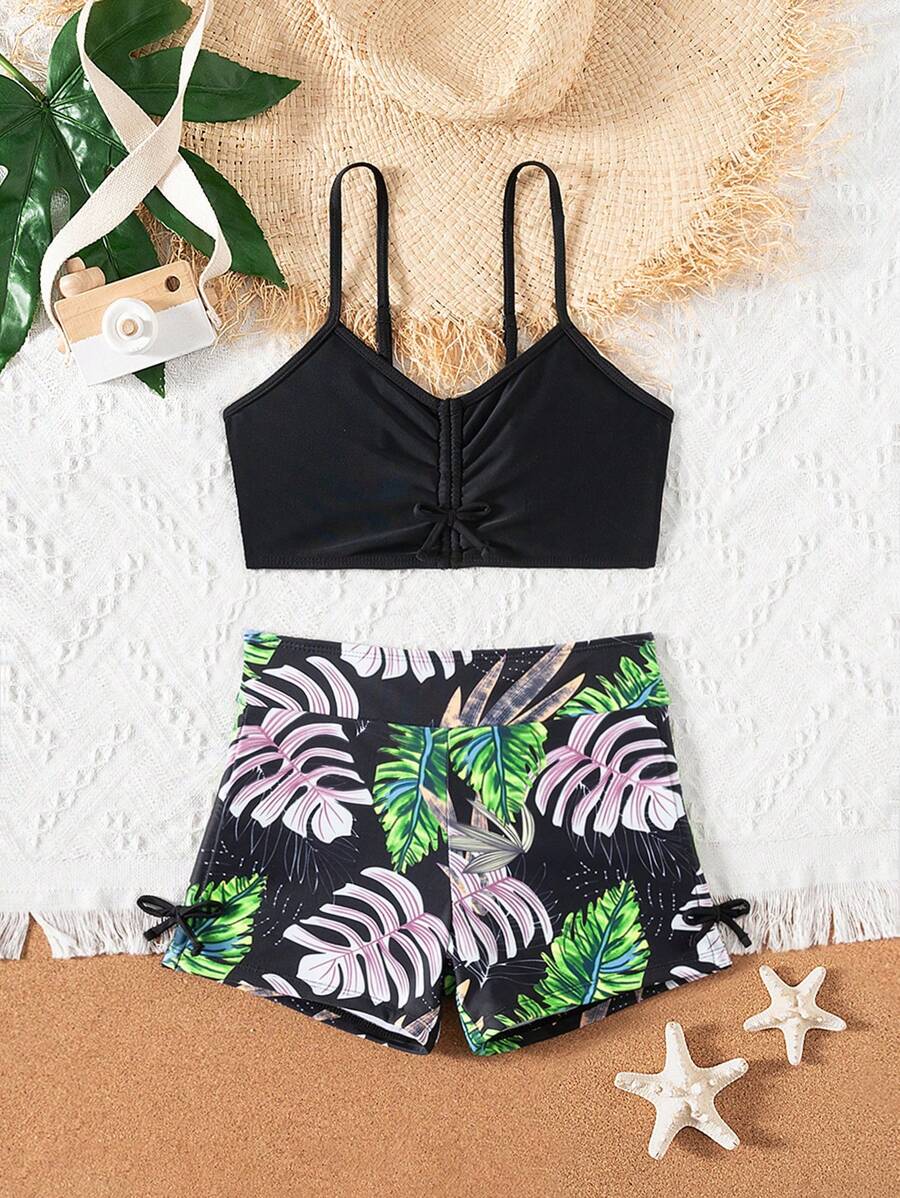 青少年女孩度假海滩比基尼泳装套装