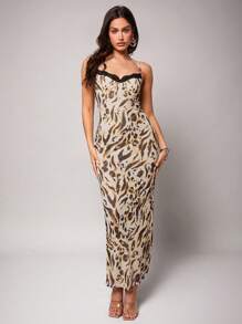 Silquee Họa tiết động vật trong suốt gợi cảm dành cho nữ, họa tiết động vật vẽ bằng mực, váy maxi ren tương phản, phù hợp mặc hàng ngày, mặc đi nghỉ, hẹn hò lãng mạn, kỳ nghỉ xuân, kỳ nghỉ bãi biển, áo choàng bikini, tiệc bikini, đi chơi đêm, tụ tập bạn gái, tiệc bãi biển, tiệc hồ bơi, trang phục ngày lễ, tiệc thiên nhiên, nghỉ dưỡng trong cabin - Nhiều màu - Xem 1