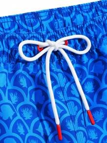 Manfinity Swimmode Men's Letter Logo Drawstring Waist Loose Casual Beach Shorts - Blue - View 5