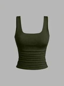 Sweetra Débardeur casual et polyvalent de couleur unie pour femmes