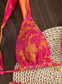 Swim Mod Beach Summer Outfits For Women: Random Print Scooped Design Bikini With Shell Decor Thong Two Pieces Swimwear, Casual Vacation Beach - Multicolor - View 7
