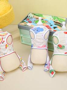 PETSIN 蓝色可爱活泼卡通云朵图案网状设计透气宠物连体衣，春夏 - 藍色 - 查看 4