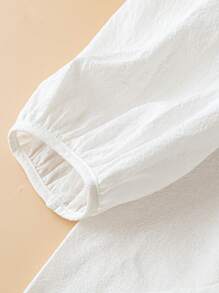 GlowEve 女士白色 V 领刺绣短袖衬衫 - 白色 - 查看 4