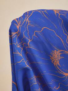 JIAN LASALA Quần nữ màu xanh dương phong cách Boho in họa tiết hoa lá, thắt nút, xoắn, thích hợp mặc đi nghỉ mát mùa hè. - Màu xanh lam - Xem 6