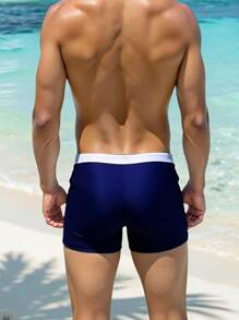 Manfinity Swimmode Men's Minimalist Fashion Swim Trunks, Suitable For Summer Beach Vacation,Hawaiian - Multicolor - View 2