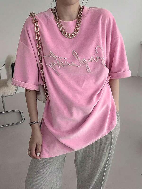 SHEIN EZwear Tricou cu mânecă scurtă, cu umăr căzut, cu pandantiv, ocazional
