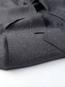 Manfinity Mode Plus Size Men's Plain Color Lapel Neck Long Sleeve Casual Blazer - Coffee Brown - View 4