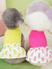 PETSIN Yellow Spring/Summer Casual Style Pineapple Fruit Pattern Pet Dress - Yellow - View 6
