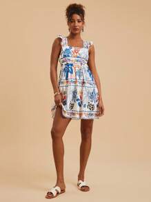 Travachic Tropical Print Casual Mini Dress For Holiday - Multicolor - View 4