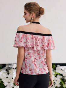 MOTF PREMIUM FLORAL PRINT RUFFLE BLOUSE - Multicolor - View 4