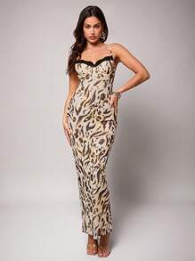 Silquee Họa tiết động vật trong suốt gợi cảm dành cho nữ, họa tiết động vật vẽ bằng mực, váy maxi ren tương phản, phù hợp mặc hàng ngày, mặc đi nghỉ, hẹn hò lãng mạn, kỳ nghỉ xuân, kỳ nghỉ bãi biển, áo choàng bikini, tiệc bikini, đi chơi đêm, tụ tập bạn gái, tiệc bãi biển, tiệc hồ bơi, trang phục ngày lễ, tiệc thiên nhiên, nghỉ dưỡng trong cabin - Nhiều màu - Xem 5