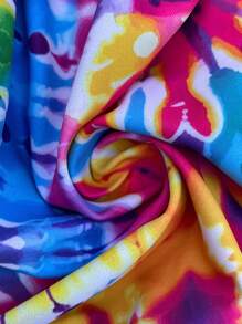 SHEIN Swim Lushore Plus Size Women 2pcs/Set Printed Tankini, Solid Color Contrast Vest Style Bikini - Yellow - View 7