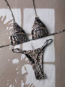 Swim Vcay 女士豹纹泳装套装，2025 年春假