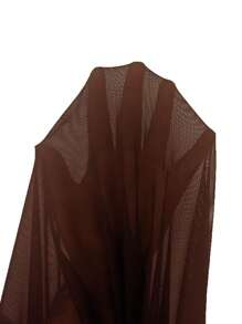 INAWLY Blusa feminina de Tule Transparente de Manga Longa, Gola Redonda, Cor Sólida, Sexy