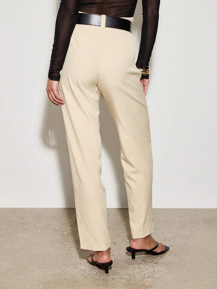 Designer Wide Leg Lightweight Flowy Suit Pants With Belt