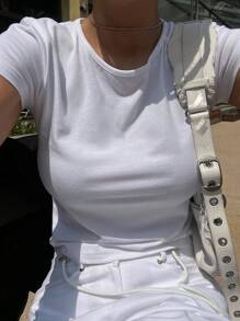 DAZY Solid Crop Tee - White - View 8