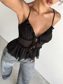 Aloruh Camiseta de tirantes finos de unicolor casual para mujeres, de verano