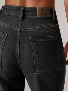 SHEIN Forever 21 春夏女士浪漫/舞会/正式/生日/90 年代/商务休闲/优雅/西部装/外出/时尚/休闲/Y2K 服装/俱乐部/办公室/鸡尾酒会/复古/紧身/狂欢服装/搞笑/优雅/老钱/街头服饰/度假/乡村音乐会/工作/端庄/春假/单身女郎服装/音乐会/坏人/基本款/毕业/蓝色水洗/低腰/宽松/直筒/阔腿/牛仔装/黑色牛仔裤 - 黑色 - 查看 7