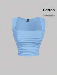 SHEIN MOD Top tank de cuello cuadrado fruncido