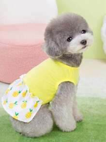 PETSIN Yellow Spring/Summer Casual Style Pineapple Fruit Pattern Pet Dress - Yellow - View 5
