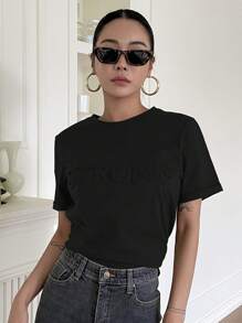 DAZY 3d字母印花短袖t卹 - 黑色 - 查看 6