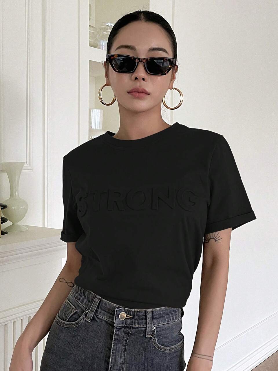 3d Letter Printed Short Sleeve T-Shirt