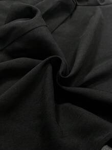 Sweetra 女士阔腿纽扣阔腿裤 - 黑色 - 查看 3