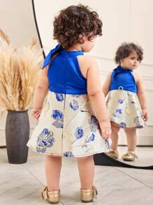 SHEIN Babygirl 花卉图案拼布优雅可爱夏装