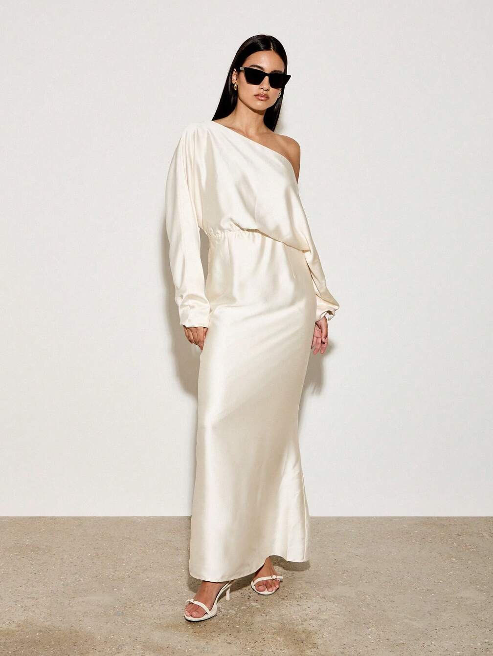 maxi dress for winter wedding AiiRZ Off Shoulder Bardot Long Sleeve Knit Maxi Dress Evening Formal Wear  Winter Wedding Guest Layered Design High Fashion Elegant Occasion Midi  LengthMISSGUIDED