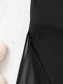 Vestido casual versátil y apropiado para todo uso de media longitud con tira de malla para niñas preadolescentes, ideal para vacaciones, verano y viajes